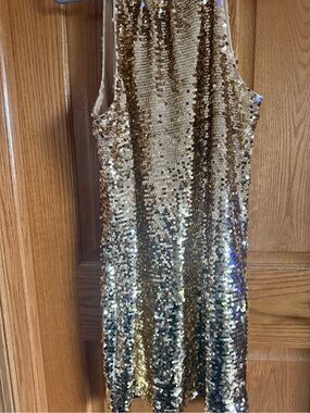 Andrew Charles Gold Sequin One-Shoulder Dress